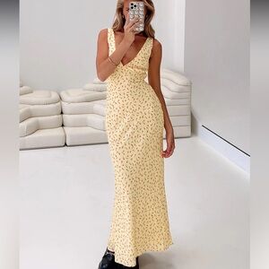 Princess Polly NELLIE MAXI DRESS YELLOW / RED FLORAL